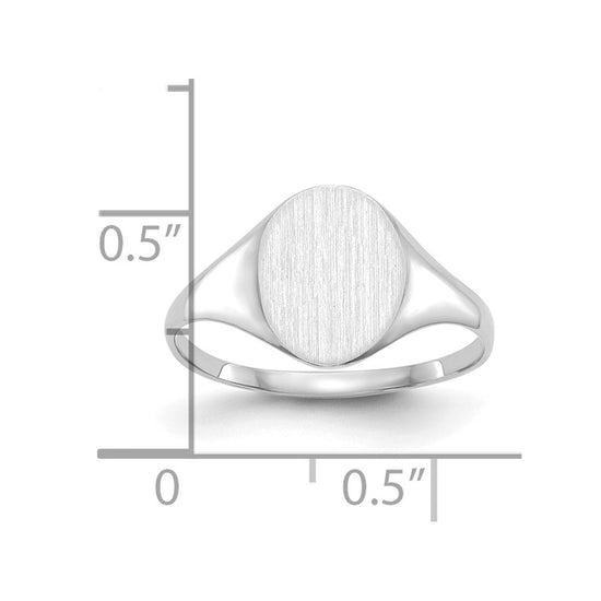 14k White 10.0x8.5mm Closed Back Signet Ring