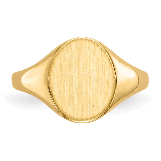Gold Polished Circle Closed Back Signet Ring — 11x9.5 mm