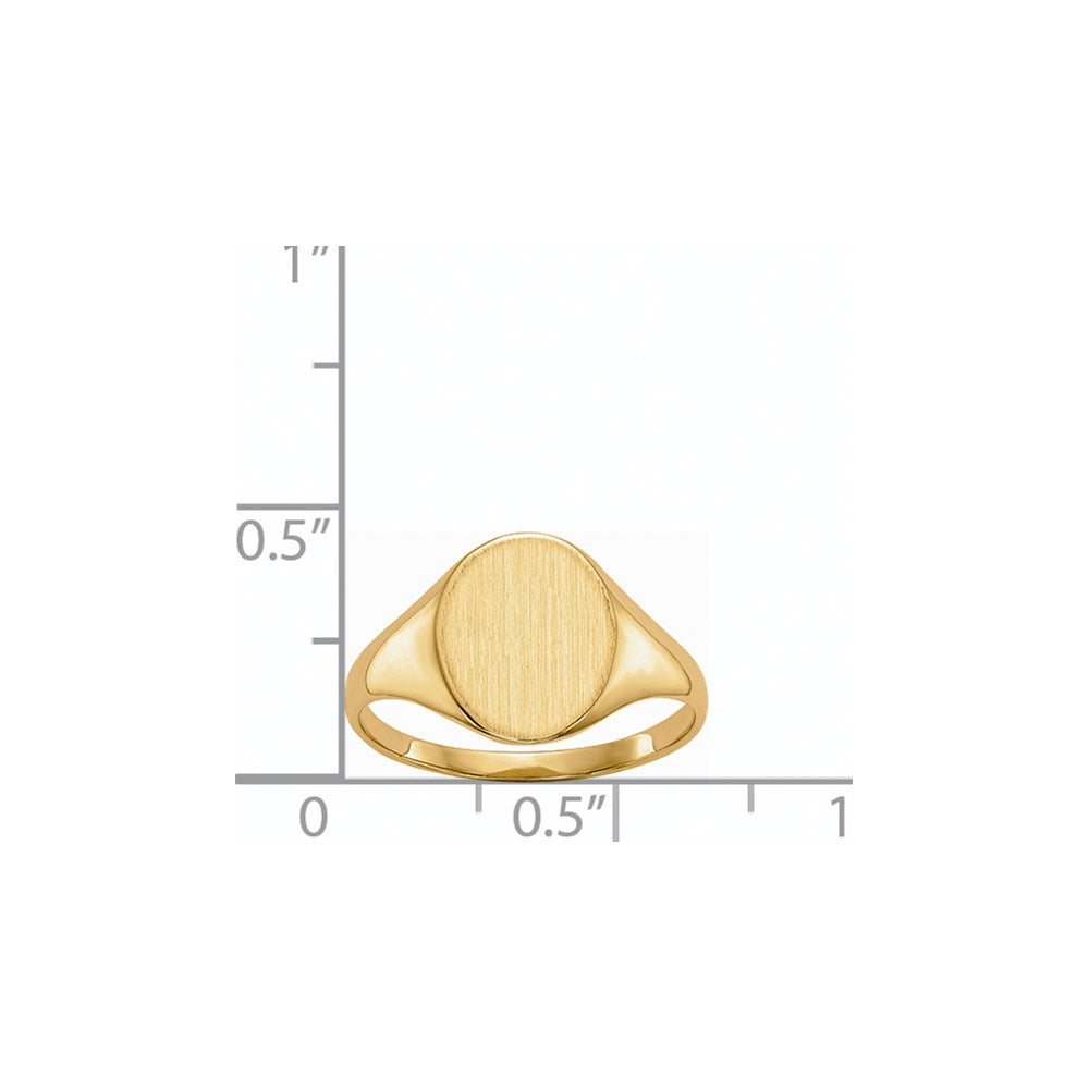 Gold Polished Circle Closed Back Signet Ring — 11x9.5 mm