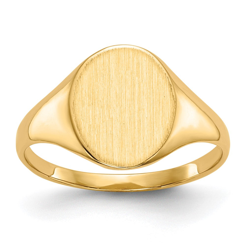 Gold Polished Circle Closed Back Signet Ring — 11x9.5 mm