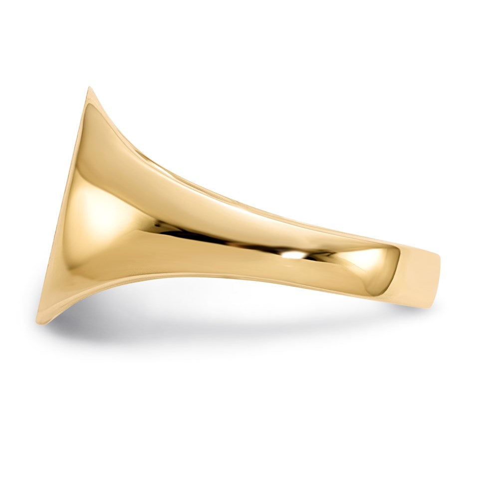 Gold Polished Circle Closed Back Signet Ring — 11.5x10 mm