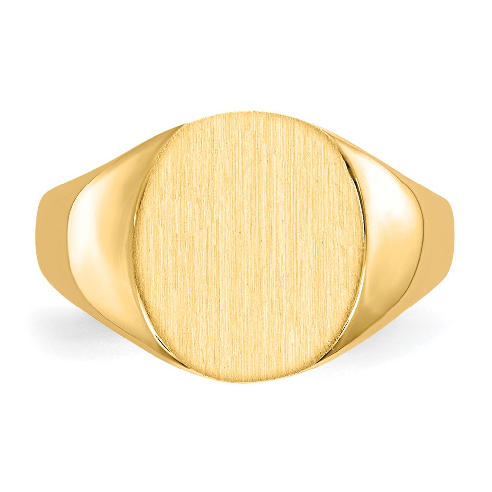 Gold Polished Circle Closed Back Signet Ring — 11.5x10 mm