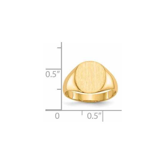 Gold Polished Circle Closed Back Signet Ring — 11.5x10 mm
