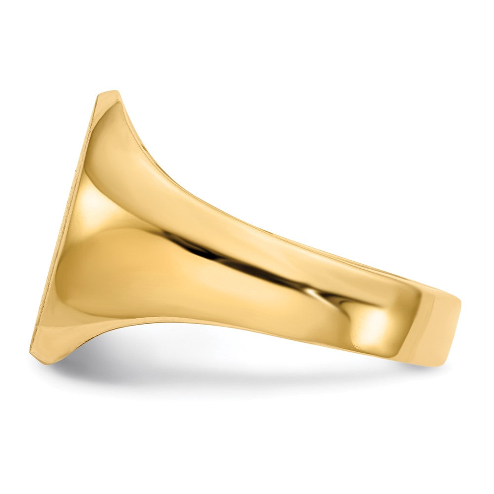 Gold Polished Circle Closed Back Signet Ring — 12.5x11 mm