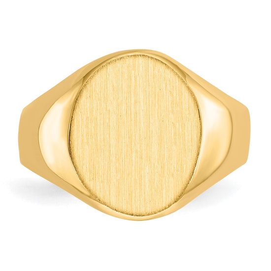 Gold Polished Circle Closed Back Signet Ring — 12.5x11 mm