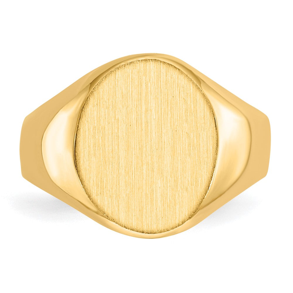 Gold Polished Circle Closed Back Signet Ring — 12.5x11 mm