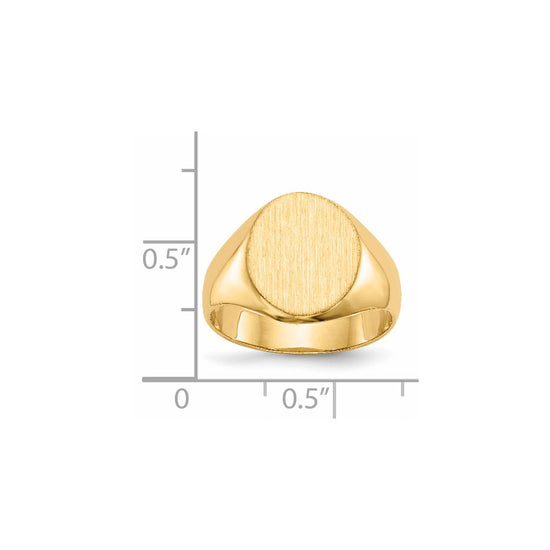 Gold Polished Circle Closed Back Signet Ring — 12.5x11 mm