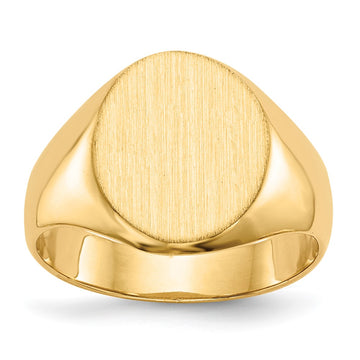 Gold Polished Circle Closed Back Signet Ring — 12.5x11 mm