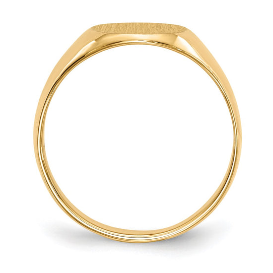 Gold Polished Circle Closed Back Signet Ring — 13x11.5 mm