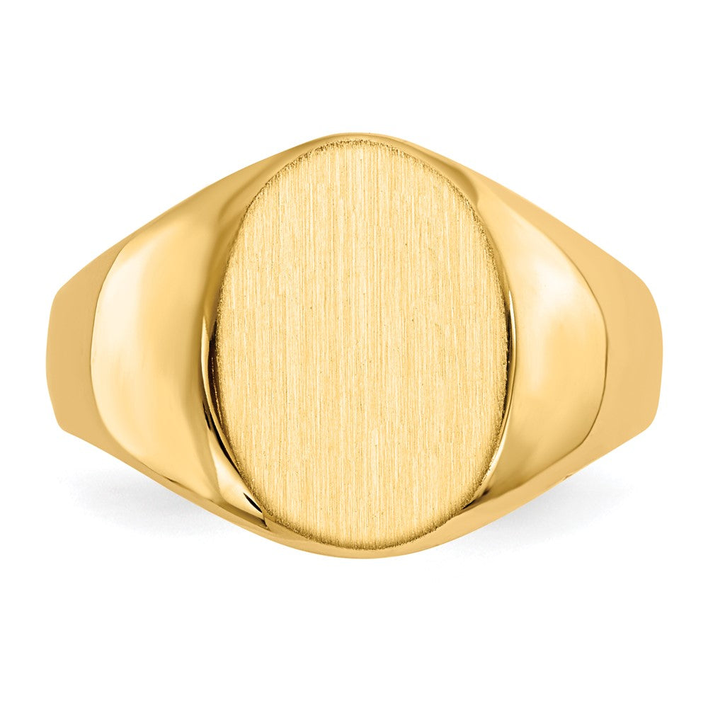 Gold Polished Circle Closed Back Signet Ring — 13x11.5 mm