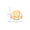 Gold Polished Circle Closed Back Signet Ring — 13x11.5 mm