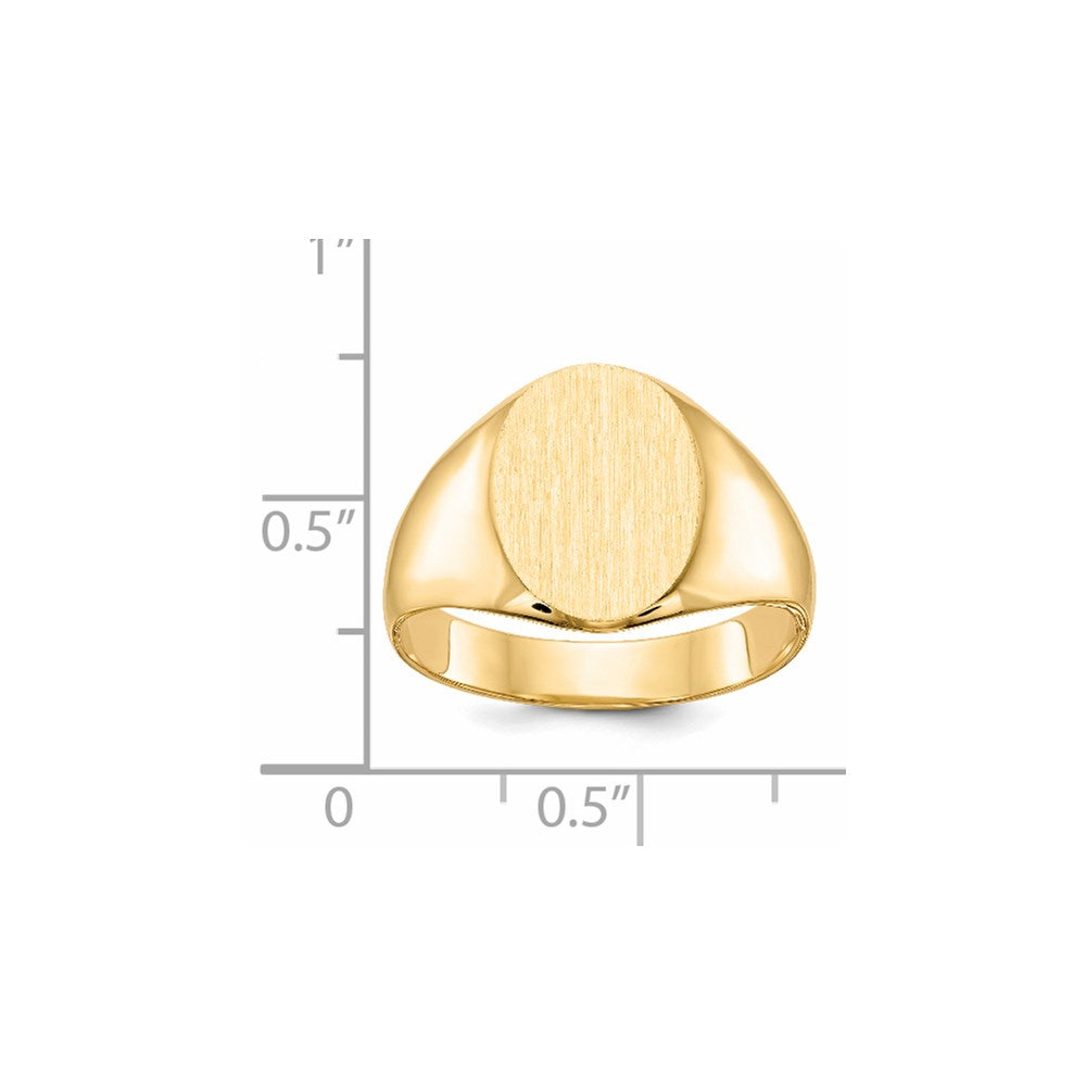Gold Polished Circle Closed Back Signet Ring — 13x11.5 mm