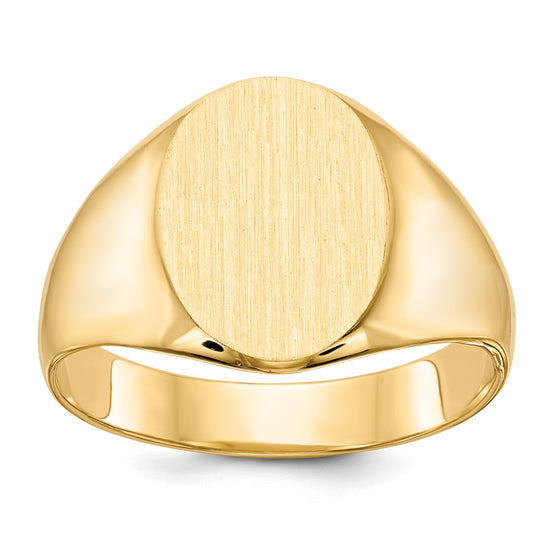 Gold Polished Circle Closed Back Signet Ring — 13x11.5 mm