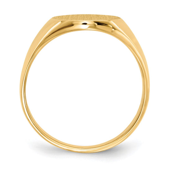 Gold Polished Circle Closed Back Signet Ring — 14.5x12 mm