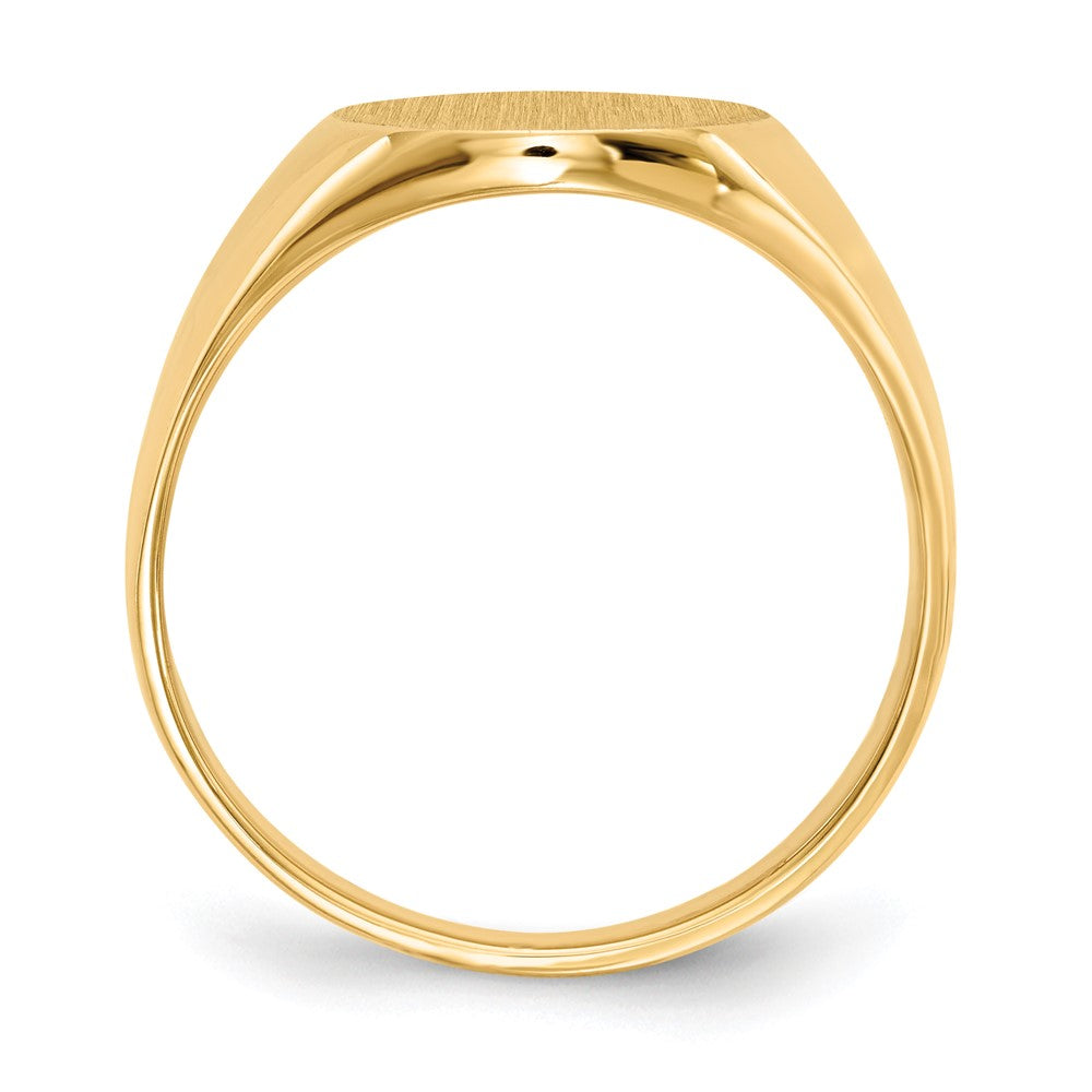 Gold Polished Circle Closed Back Signet Ring — 14.5x12 mm