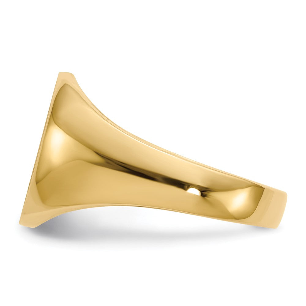 Gold Polished Circle Closed Back Signet Ring — 14.5x12 mm