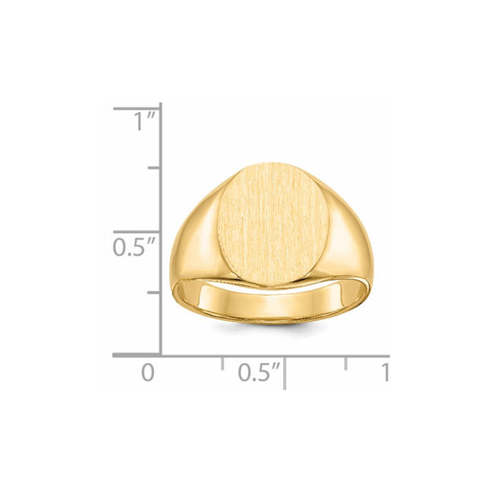 Gold Polished Circle Closed Back Signet Ring — 14.5x12 mm