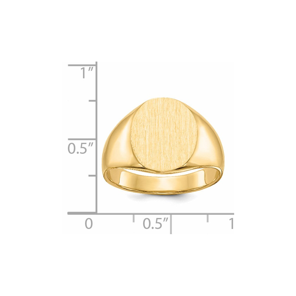 Gold Polished Circle Closed Back Signet Ring — 14.5x12 mm