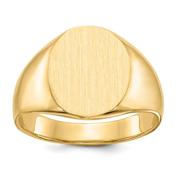 Gold Polished Circle Closed Back Signet Ring — 14.5x12 mm