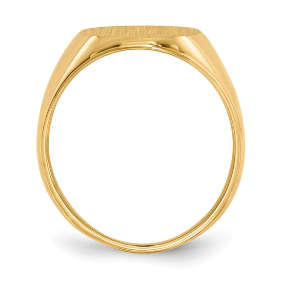 Gold Polished Circle Closed Back Signet Ring — 16x13 mm