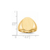 Gold Polished Circle Closed Back Signet Ring — 16x13 mm