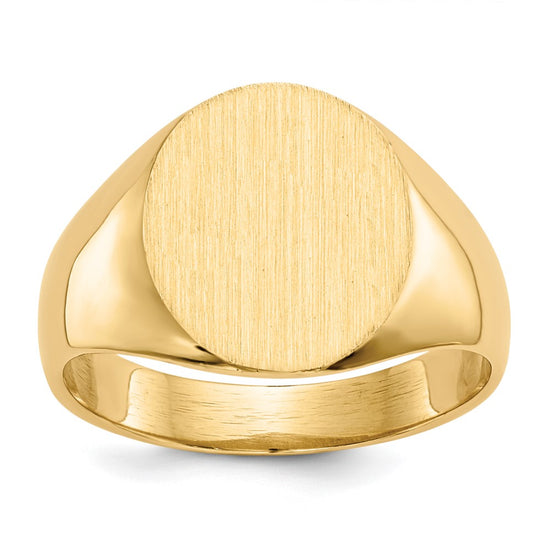 Gold Polished Circle Open Back Signet Ring