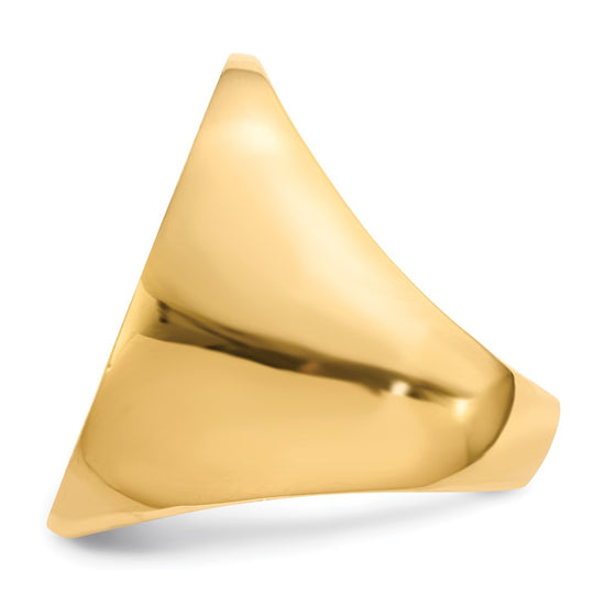 Gold Polished Tall Oval Open Back Signet Ring