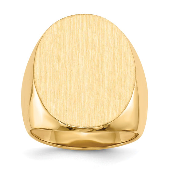 Gold Polished Tall Oval Open Back Signet Ring