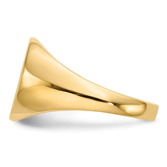 Gold Polished Circle Closed Back Signet Ring — 15x13.5 mm