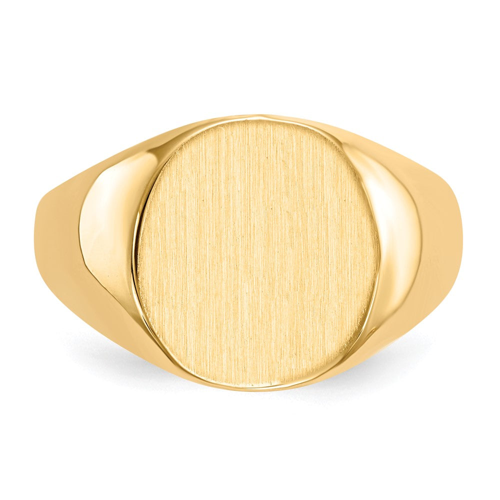 Gold Polished Circle Closed Back Signet Ring — 15x13.5 mm