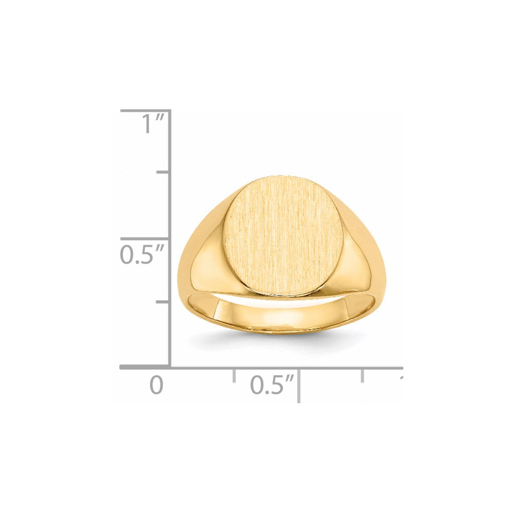 Gold Polished Circle Closed Back Signet Ring — 15x13.5 mm