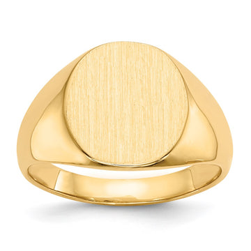 Gold Polished Circle Closed Back Signet Ring — 15x13.5 mm