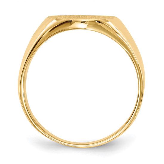 Gold Polished Circle Closed Back Signet Ring — 14x13 mm