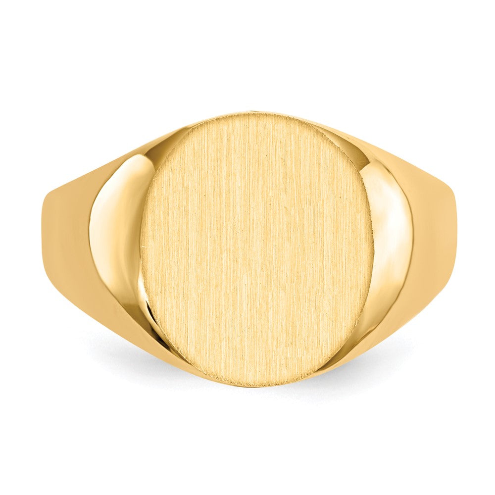 Gold Polished Circle Closed Back Signet Ring — 14x13 mm