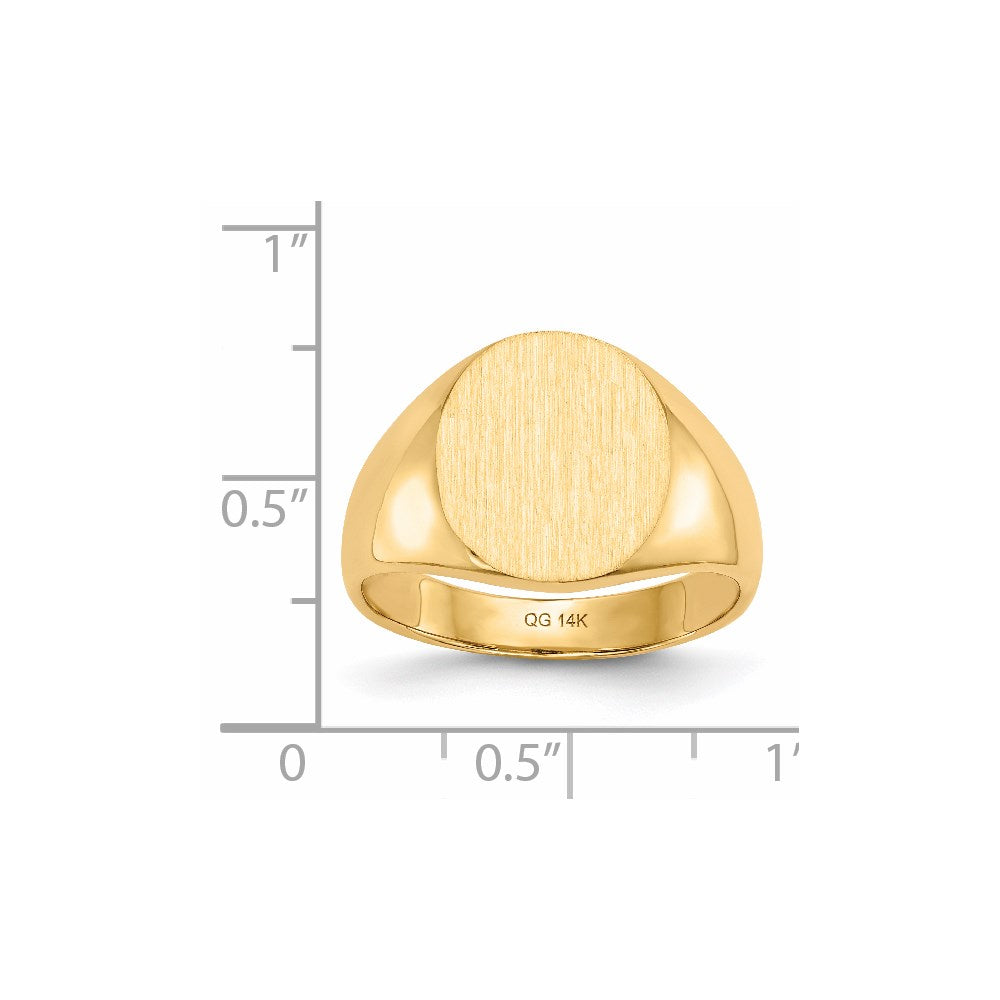 Gold Polished Circle Closed Back Signet Ring — 14x13 mm