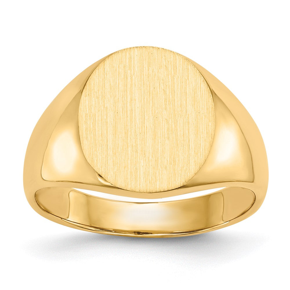 Gold Polished Circle Closed Back Signet Ring — 14x13 mm