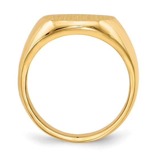 Gold Polished Circle Closed Back Signet Ring — 17.5x14.5 mm