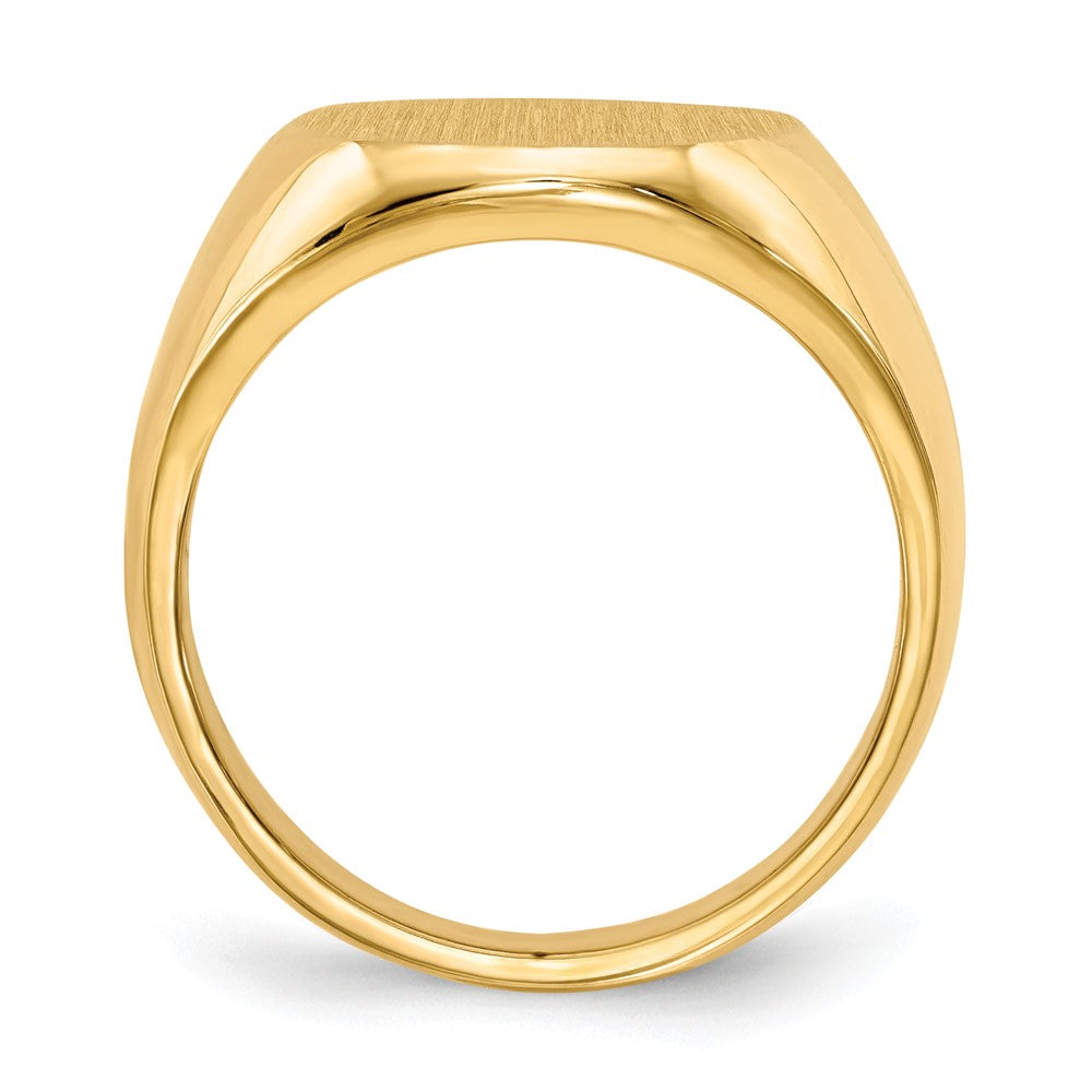 Gold Polished Circle Closed Back Signet Ring — 17.5x14.5 mm