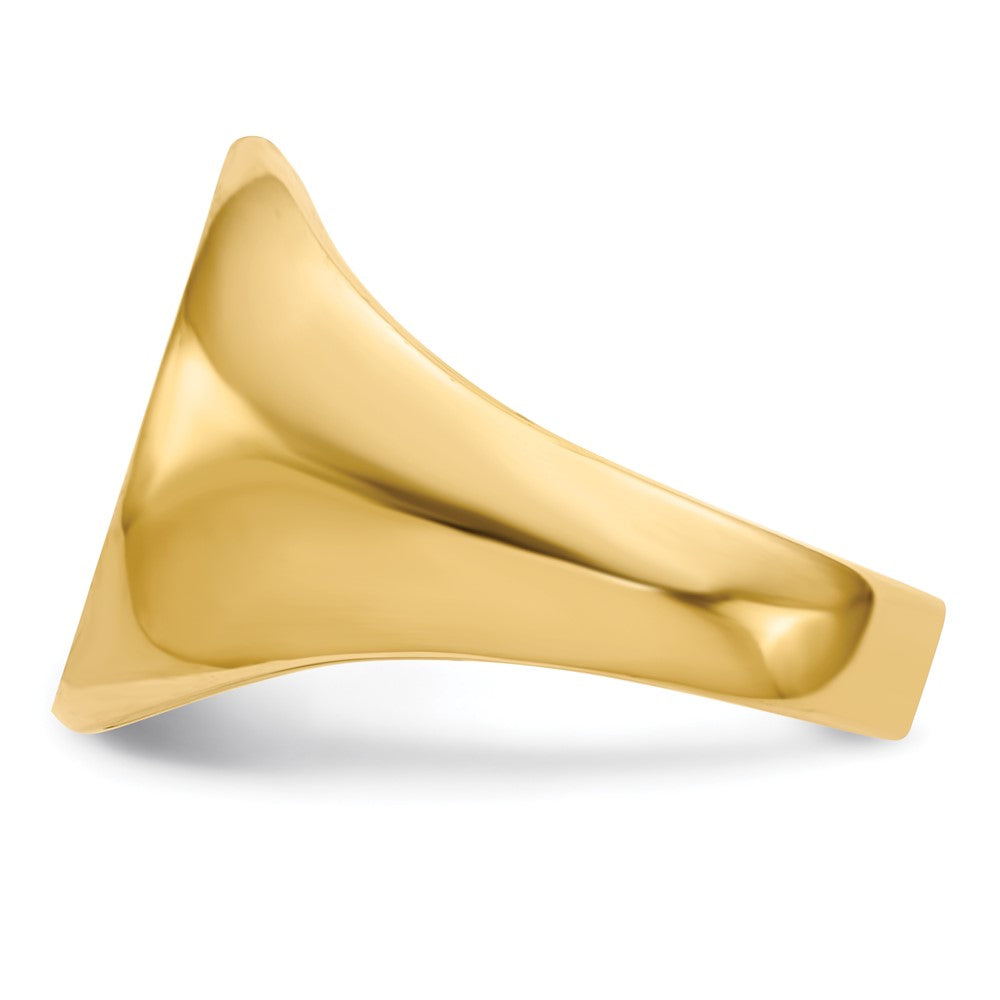 Gold Polished Circle Closed Back Signet Ring — 17.5x14.5 mm