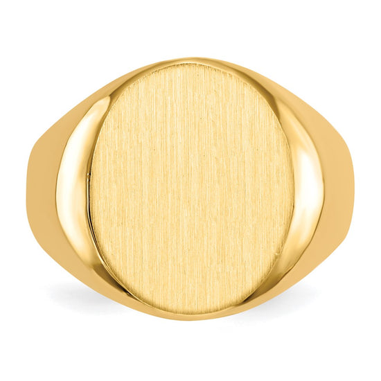 Gold Polished Circle Closed Back Signet Ring — 17.5x14.5 mm