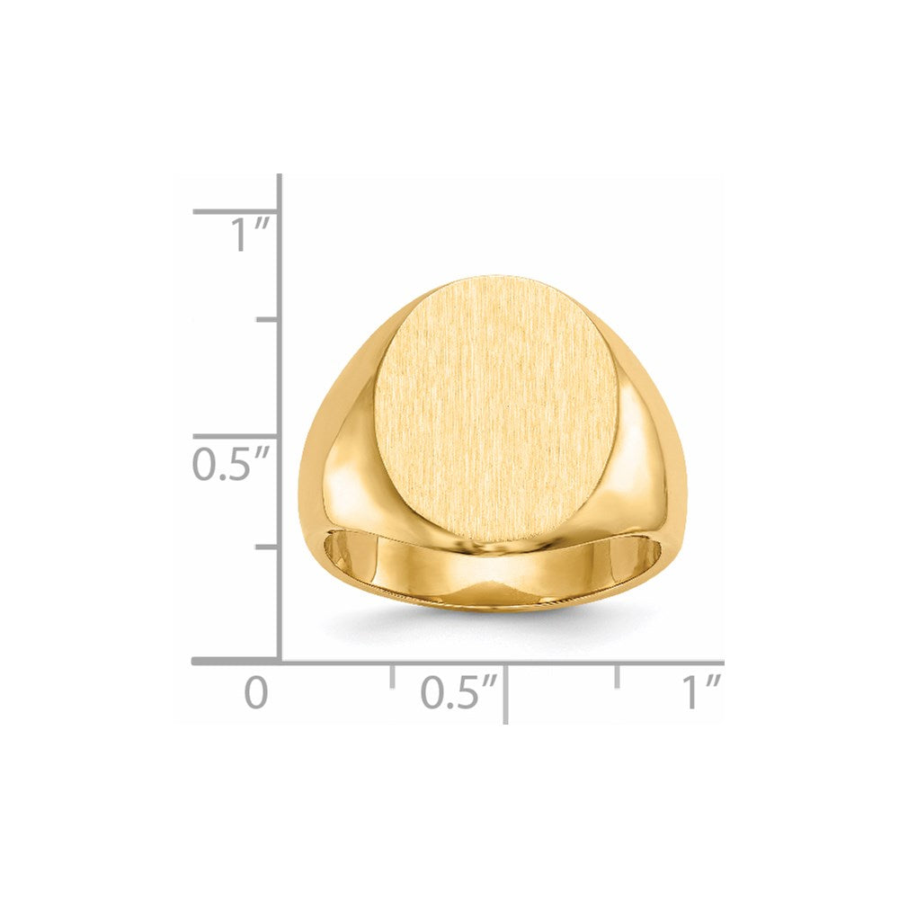 Gold Polished Circle Closed Back Signet Ring — 17.5x14.5 mm