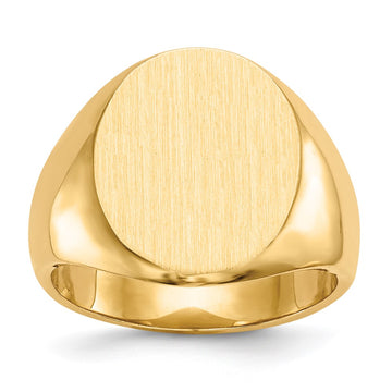 Gold Polished Circle Closed Back Signet Ring — 17.5x14.5 mm