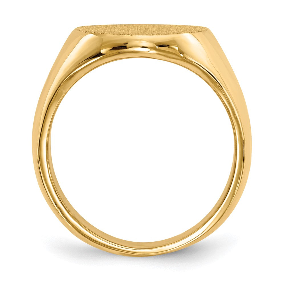 Gold Polished Circle Closed Back Signet Ring — 17.5x14 mm