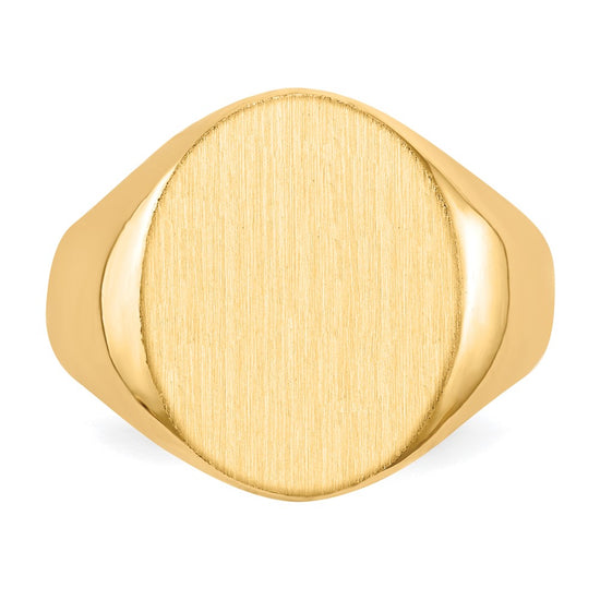 Gold Polished Circle Closed Back Signet Ring — 17.5x14 mm