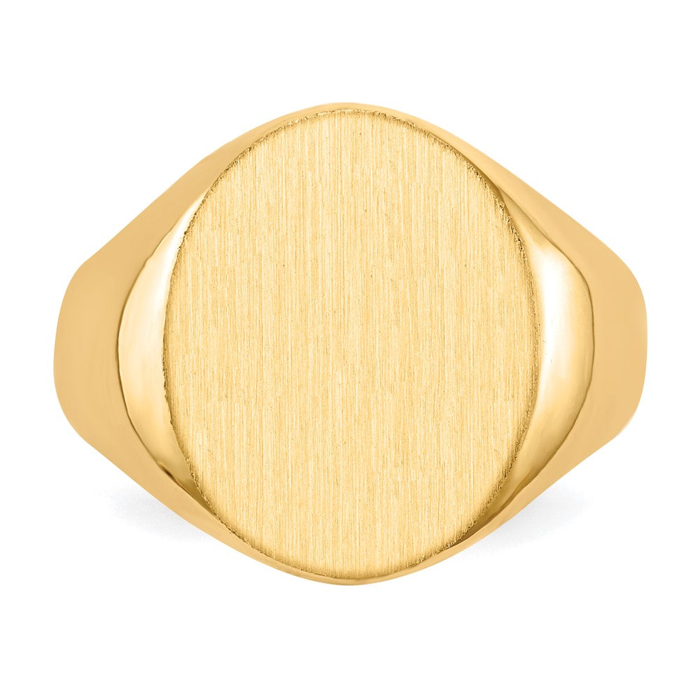 Gold Polished Circle Closed Back Signet Ring — 17.5x14 mm