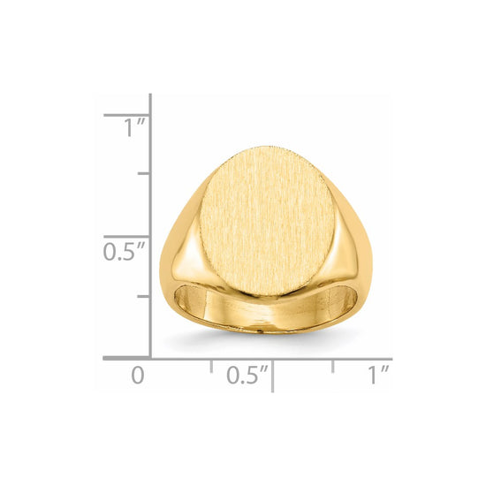 Gold Polished Circle Closed Back Signet Ring — 17.5x14 mm