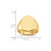Gold Polished Circle Closed Back Signet Ring — 17.5x14 mm