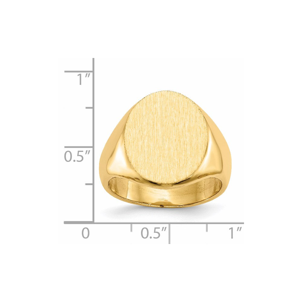 Gold Polished Circle Closed Back Signet Ring — 17.5x14 mm
