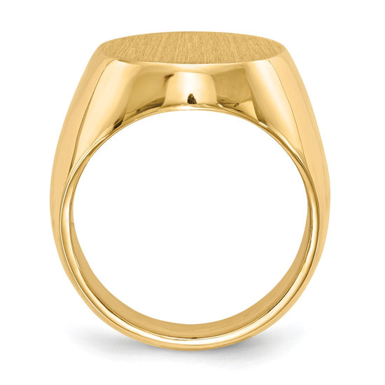 Gold Polished Circle Closed Back Signet Ring — 18.5x16 mm