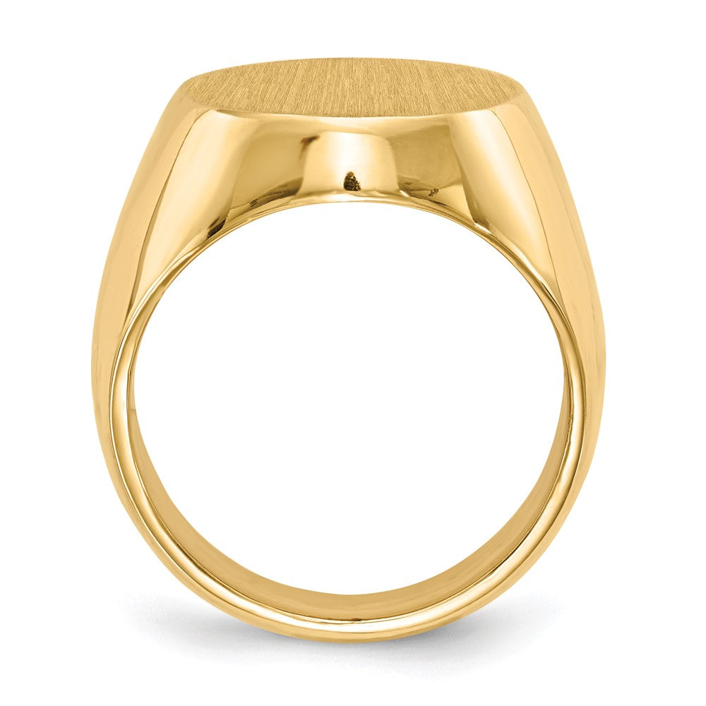 Gold Polished Circle Closed Back Signet Ring — 18.5x16 mm